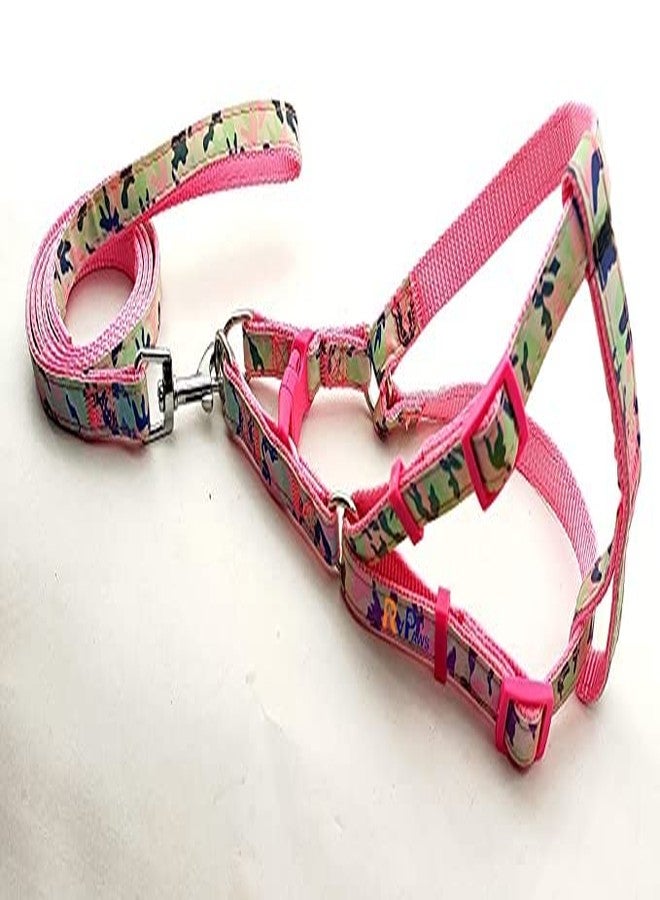 Pups&Pets Soft Adjustable Army Printed Nylon Padded Vest Harness and Long Handle Leash Ideal for Outdoor Walking/Training Small Dogs and Puppies (Pink) - Image 3